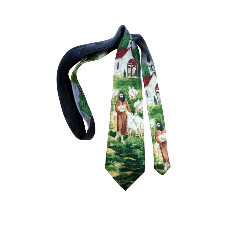 Steven Harris Mens Tie Religious Jesus Good Shepherd Sheep Church‎ Handmade 4x59